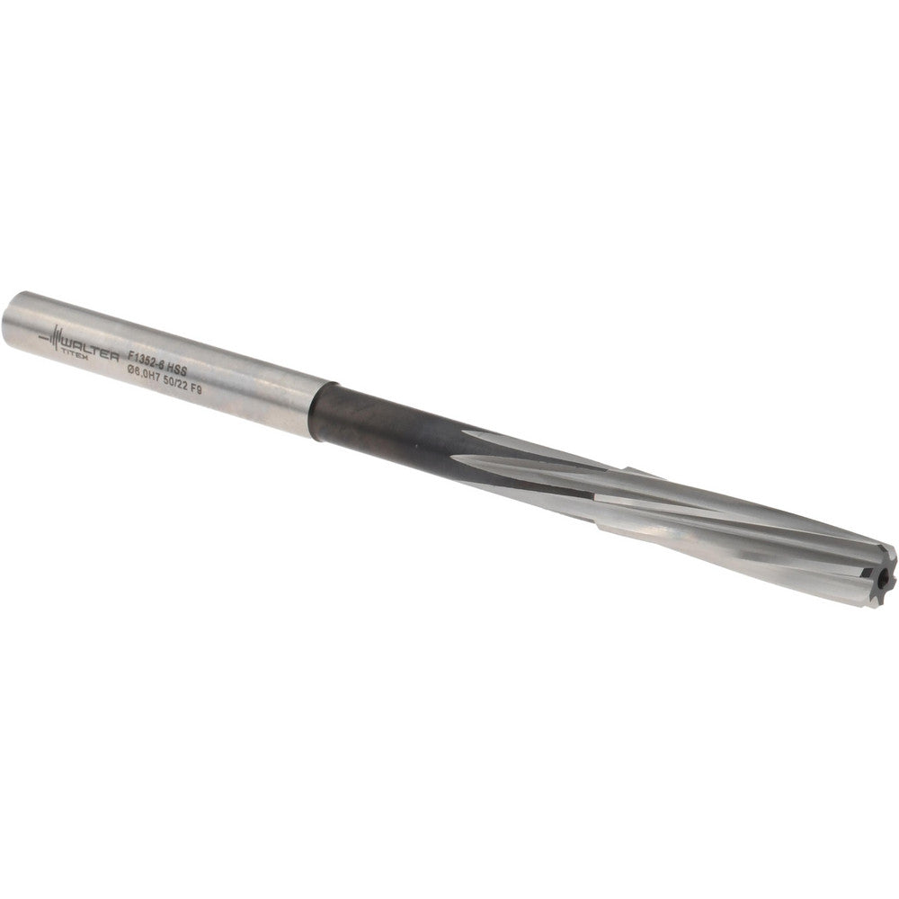 Walter-Titex 5071897 Chucking Reamer 6 mm Dia, 93 mm OAL, 26 mm Flute Length, Spiral Flute, Straight-Cylindrical Shank, Cobalt Steel