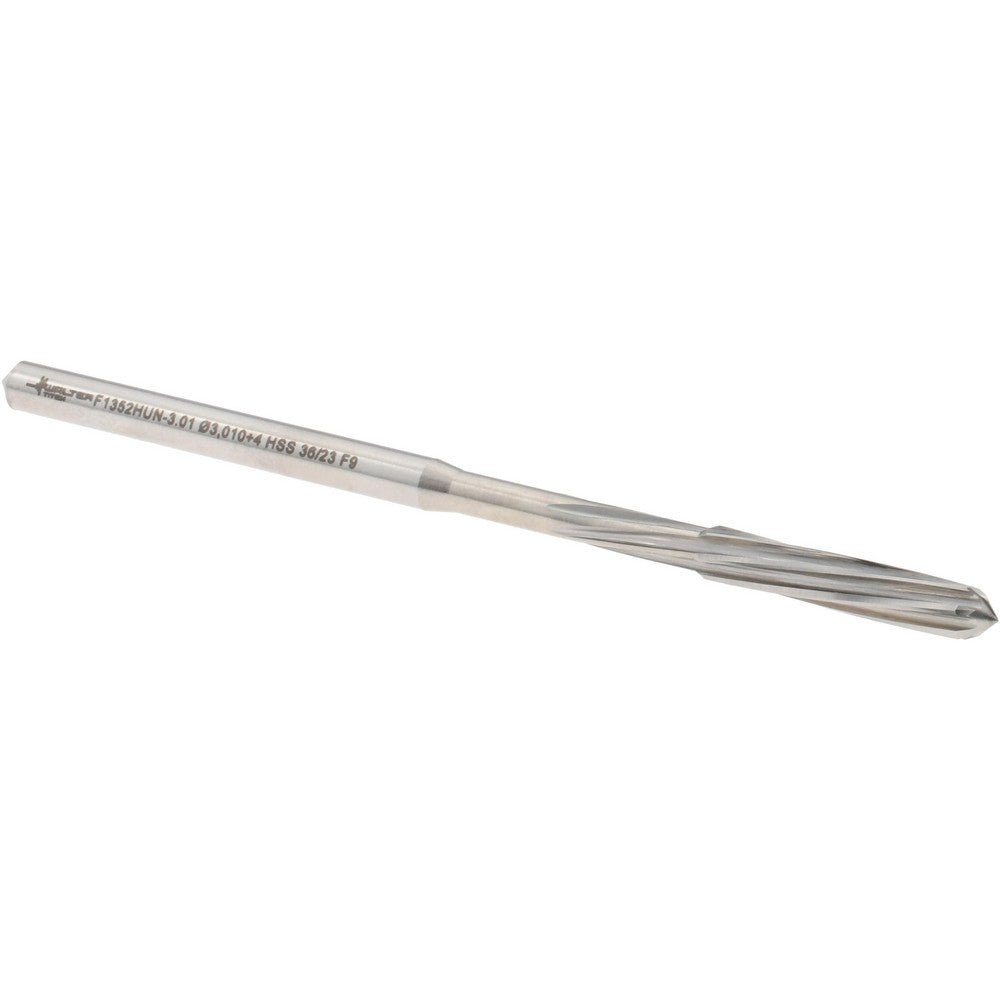 Walter-Titex 5072343 Chucking Reamer 3.01 mm Dia, 65 mm OAL, 16 mm Flute Length, Spiral Flute, Straight-Cylindrical Shank, Cobalt Steel