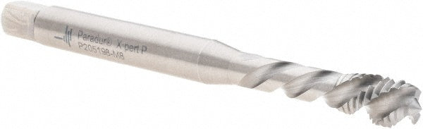 Walter-Prototyp 6244455 Spiral Flute Tap M8 x 1.25, Metric, 3 Flute, Modified Bottoming, 6H Class of Fit, Cobalt, Bright/Uncoated