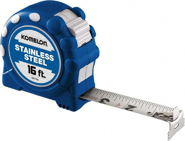 Komelon SS116 Tape Measure 16' Long, 1" Width, White Blade