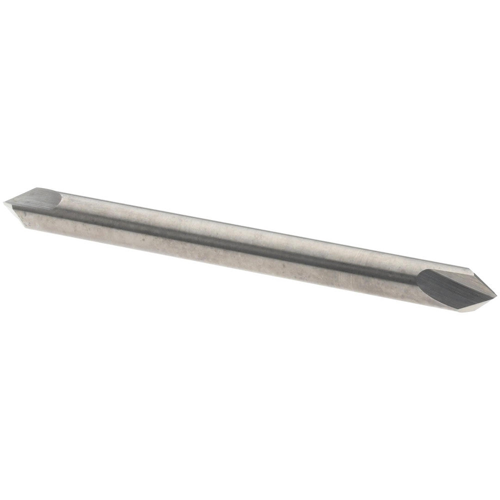 Harvey Tool 988445 Chamfer Mill 1/8" Dia, 1/8" Shank Dia, 90 deg, 2 Flute, Solid Carbide, Double End