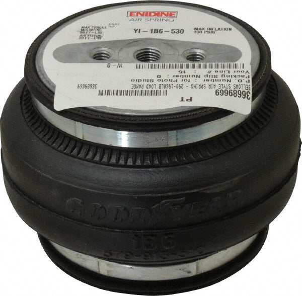 Enidine YI1B6530 100 psi Actuation 880 Lb Ext, 2,115 Lb Compr, 3/8-16 & 3/8-16, 3" Stroke Len, Bellow Single Convolute Air Spring