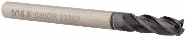 OSG VG434-1876 Corner Radius End Mill 3/16" Dia, 7/16" LOC, 0.03" Radius, 4 Flutes, Solid Carbide