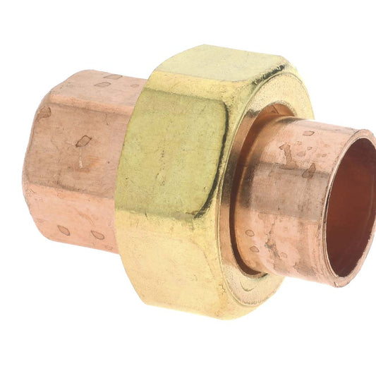 Mueller Industries W 08003 Wrot Copper Pipe Union 1/2" Fitting, C x C, Solder Joint