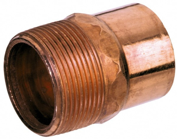 Mueller Industries W 01164 Wrot Copper Pipe Adapter 1" x 3/4" Fitting, C x M, Solder Joint