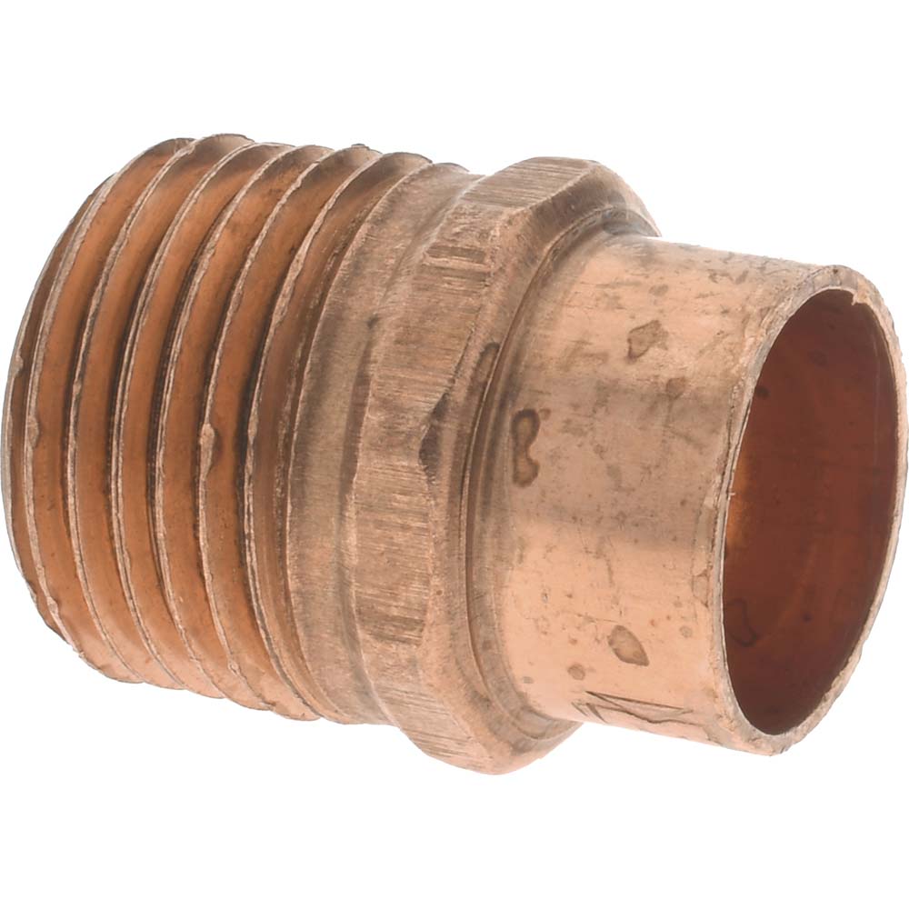 Mueller Industries W 01131 Wrot Copper Pipe Adapter 1/2" Fitting, C x M, Solder Joint