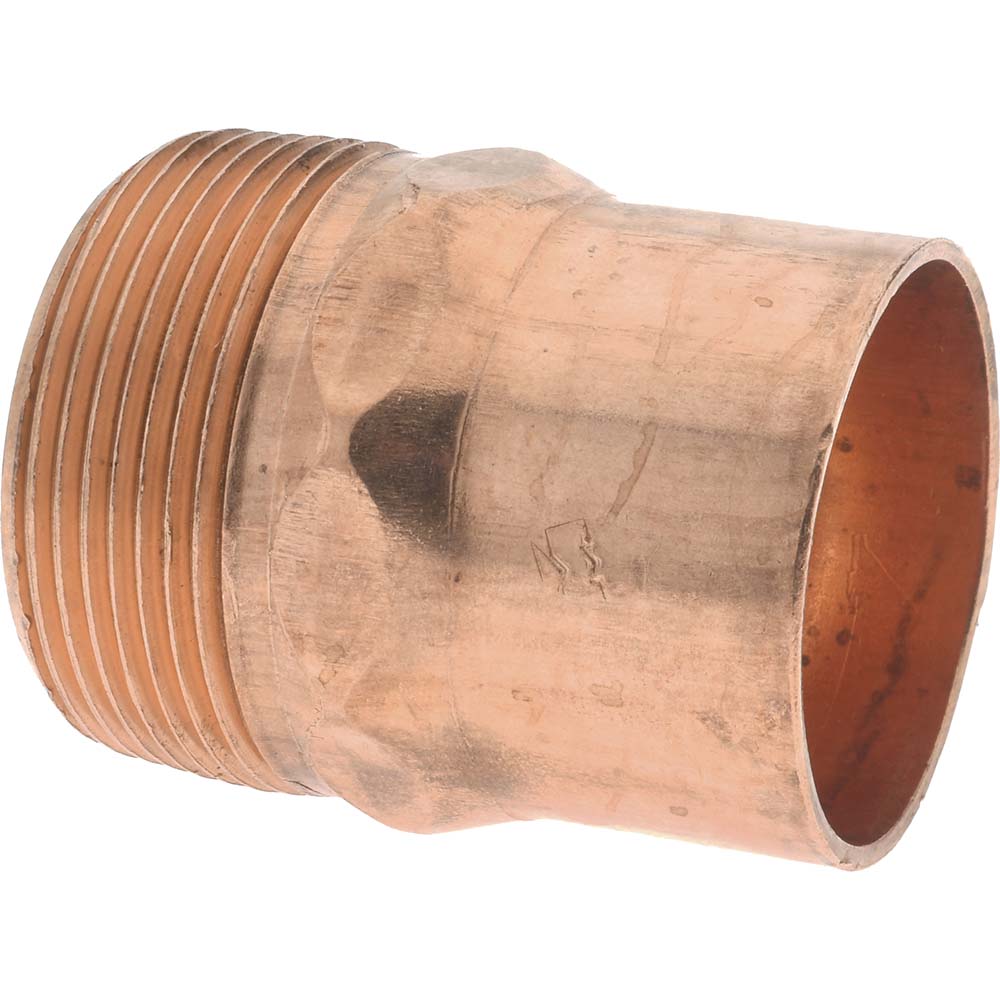 Mueller Industries W 01179 Wrot Copper Pipe Adapter 1-1/2" Fitting, C x M, Solder Joint