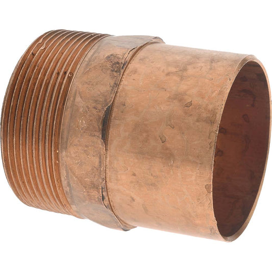 Mueller Industries W 01187 Wrot Copper Pipe Adapter 2" Fitting, C x M, Solder Joint