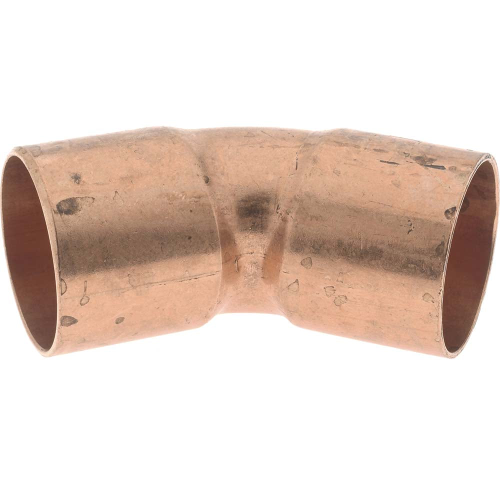 Mueller Industries W 03044 Wrot Copper Pipe 45 &deg Elbow 1" Fitting, C x C, Solder Joint