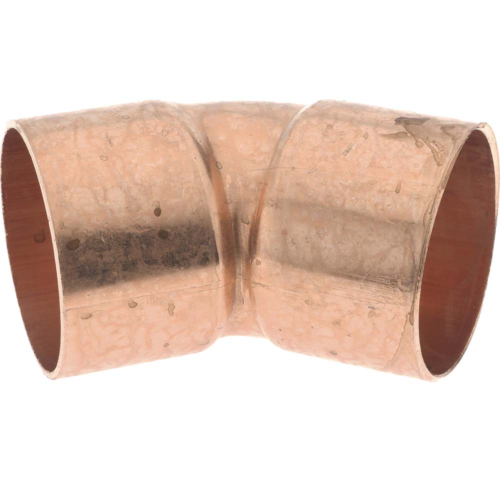 Mueller Industries W 03059 Wrot Copper Pipe 45 &deg Elbow 2" Fitting, C x C, Solder Joint