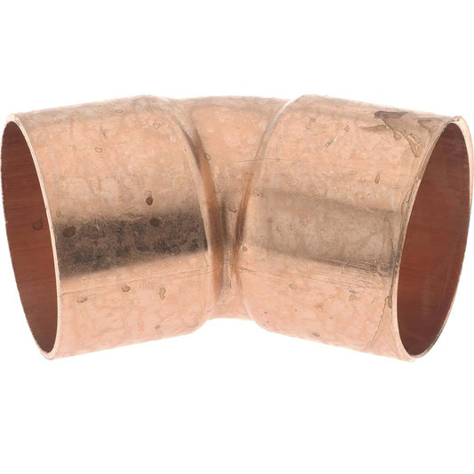 Mueller Industries W 03059 Wrot Copper Pipe 45 &deg Elbow 2" Fitting, C x C, Solder Joint