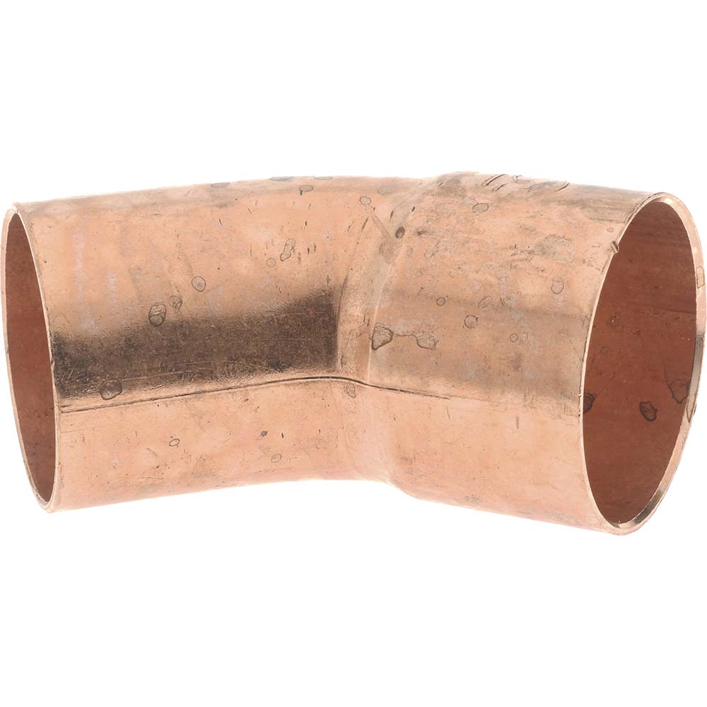 Mueller Industries W 03355 Wrot Copper Pipe 45 &deg Elbow 1-1/2" Fitting, FTG x C, Solder Joint