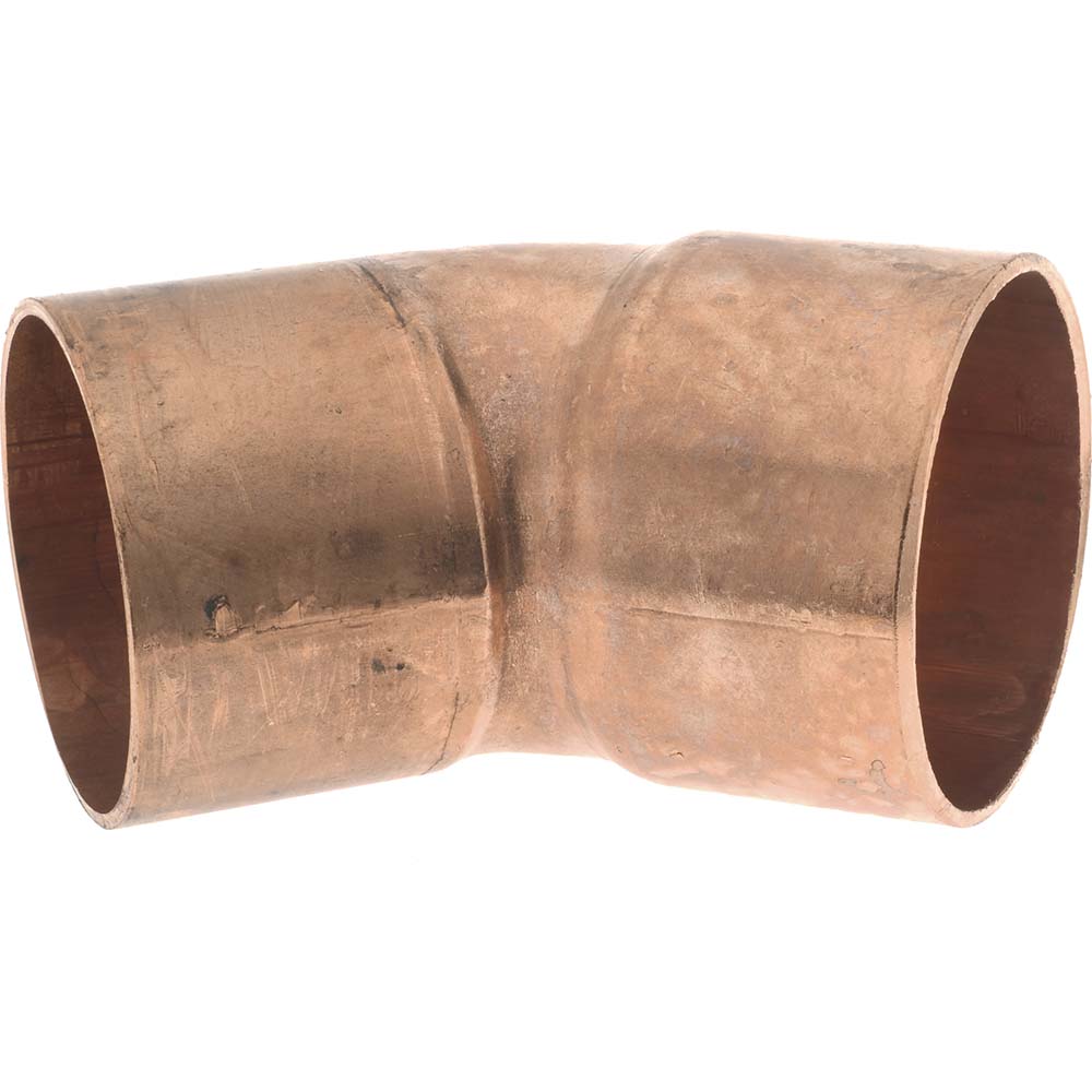 Mueller Industries W 03359 Wrot Copper Pipe 45 &deg Elbow 2" Fitting, FTG x C, Solder Joint