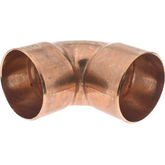 Mueller Industries W 02087 Wrot Copper Pipe 90 &deg Elbow 2-1/2" Fitting, C x C, Solder Joint