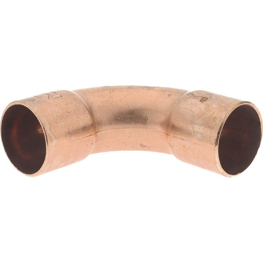 Mueller Industries W 02747 Wrot Copper Pipe 90 &deg Long Radius Elbow 1" Fitting, C x C, Solder Joint