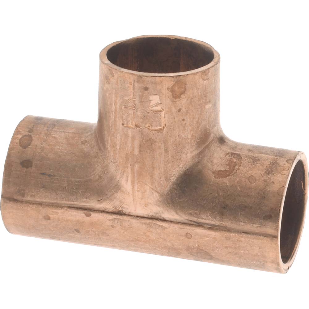 Mueller Industries W 04000 Wrot Copper Pipe Tee 1/4" Fitting, C x C x C, Solder Joint