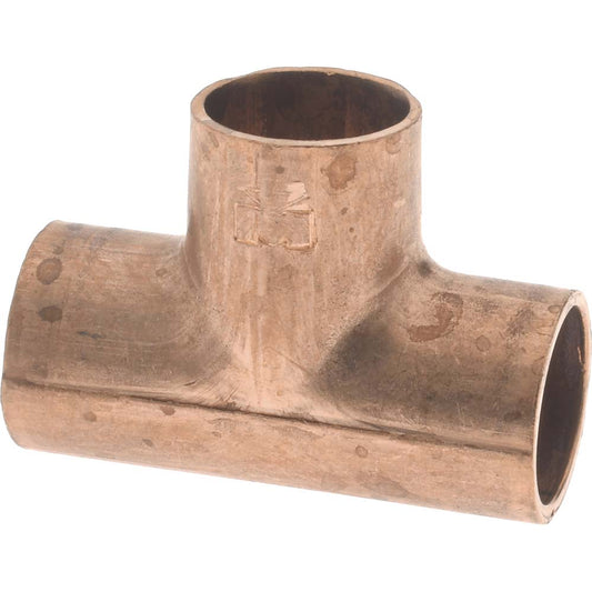 Mueller Industries W 04000 Wrot Copper Pipe Tee 1/4" Fitting, C x C x C, Solder Joint
