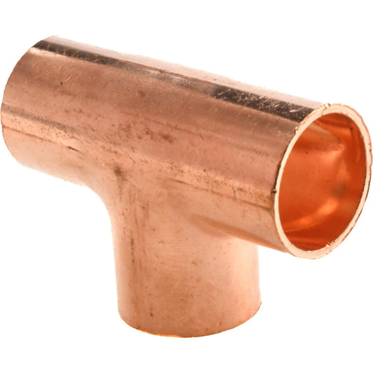 Mueller Industries W 04001 Wrot Copper Pipe Tee 3/8" Fitting, C x C x C, Solder Joint