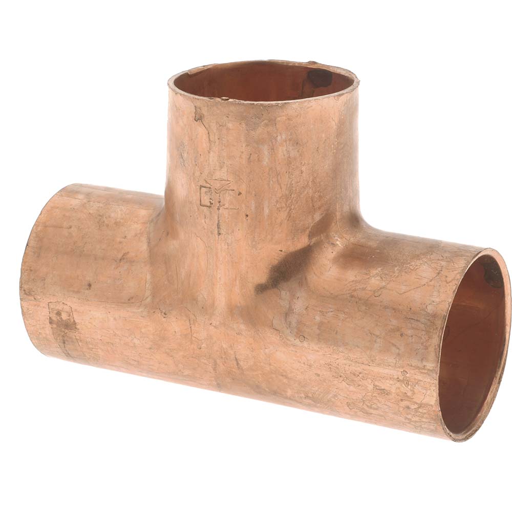Mueller Industries W 04048 Wrot Copper Pipe Tee 1" Fitting, C x C x C, Solder Joint