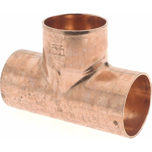 Mueller Industries W 04084 Wrot Copper Pipe Tee 1-1/2" Fitting, C x C x C, Solder Joint