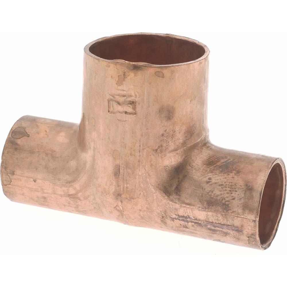 Mueller Industries W 04047 Wrot Copper Pipe Tee 1/2" x 1/2" x 3/4" Fitting, C x C x C, Solder Joint