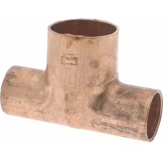 Mueller Industries W 04047 Wrot Copper Pipe Tee 1/2" x 1/2" x 3/4" Fitting, C x C x C, Solder Joint