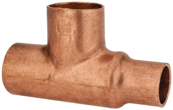 Mueller Industries W 04041 Wrot Copper Pipe Tee 3/4" x 1/2" x 3/4" Fitting, C x C x C, Solder Joint