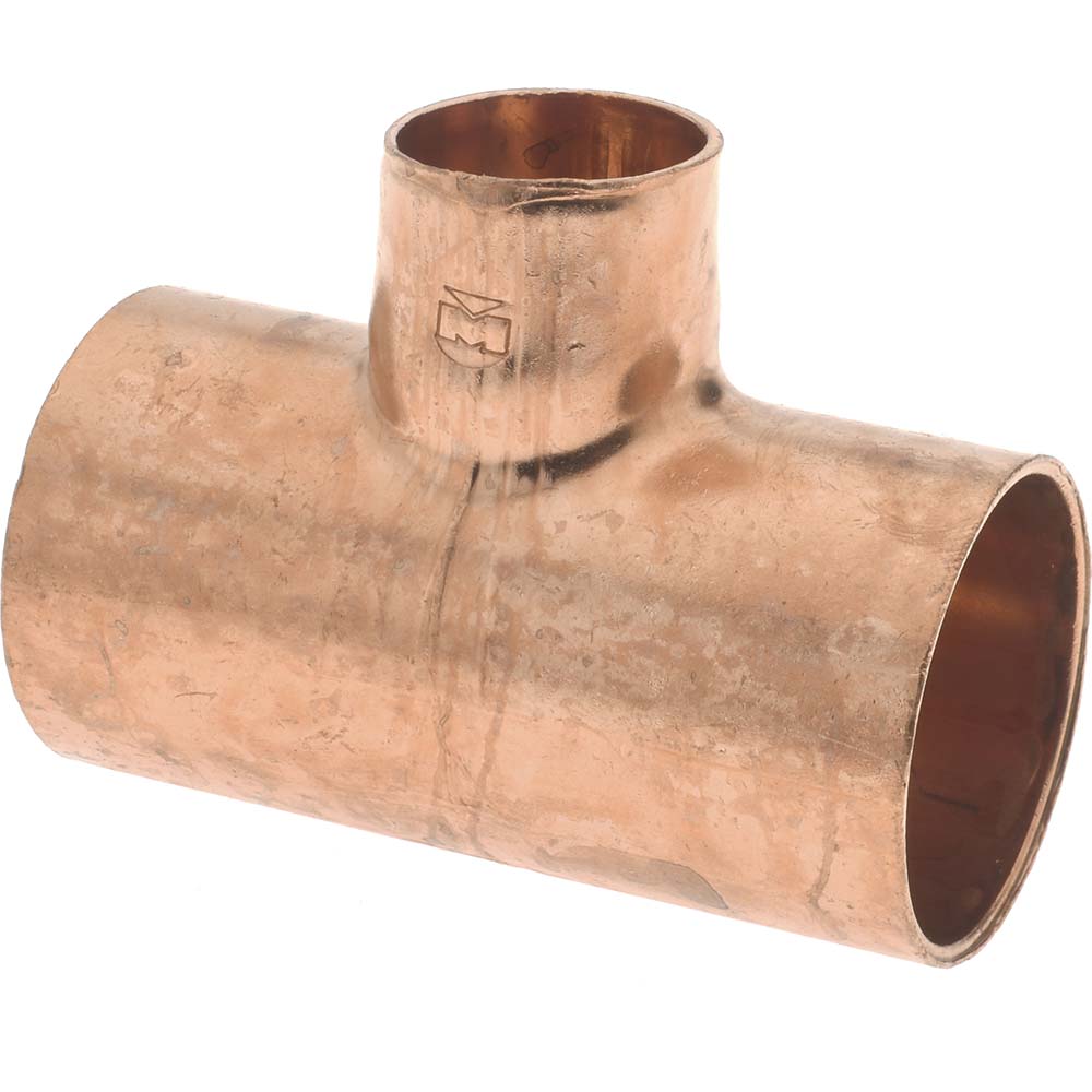 Mueller Industries W 04070 Wrot Copper Pipe Tee 1-1/4" x 1-1/4" x 3/4" Fitting, C x C x C, Solder Joint