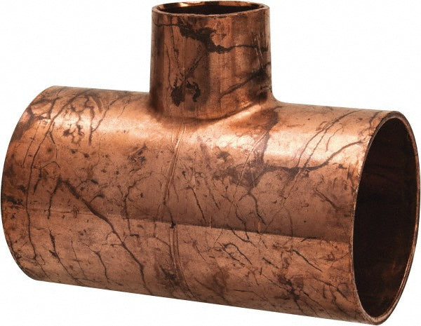 Mueller Industries W 04087 Wrot Copper Pipe Tee 1-1/2" x 1-1/2" x 3/4" Fitting, C x C x C, Solder Joint