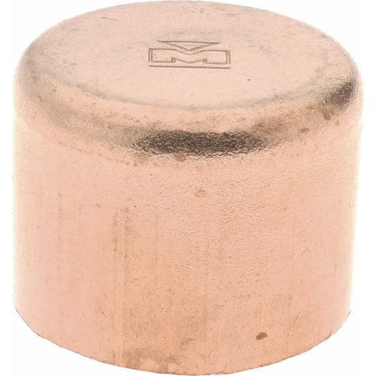 Mueller Industries W 07012 Wrot Copper Pipe End Cap 1-1/4" Fitting, C, Solder Joint