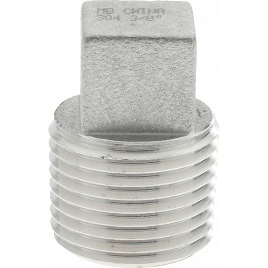Merit Brass K417A-06 Pipe Square Head Plug 3/8", 304 Stainless Steel