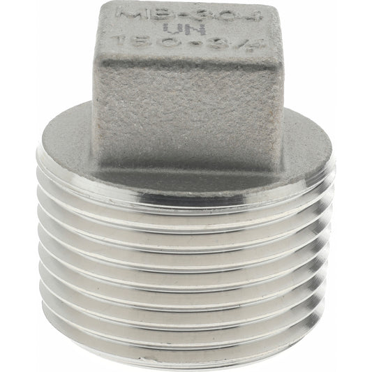 Merit Brass K417-12 Pipe Square Head Plug 3/4", 304 Stainless Steel