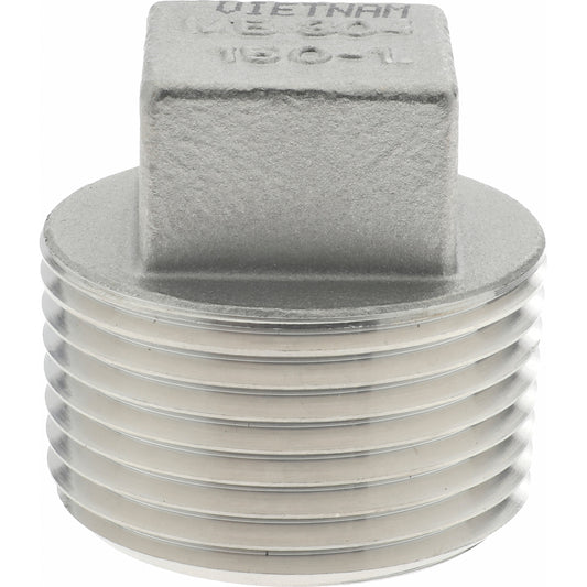 Merit Brass K417-16 Pipe Square Head Plug 1", 304 Stainless Steel
