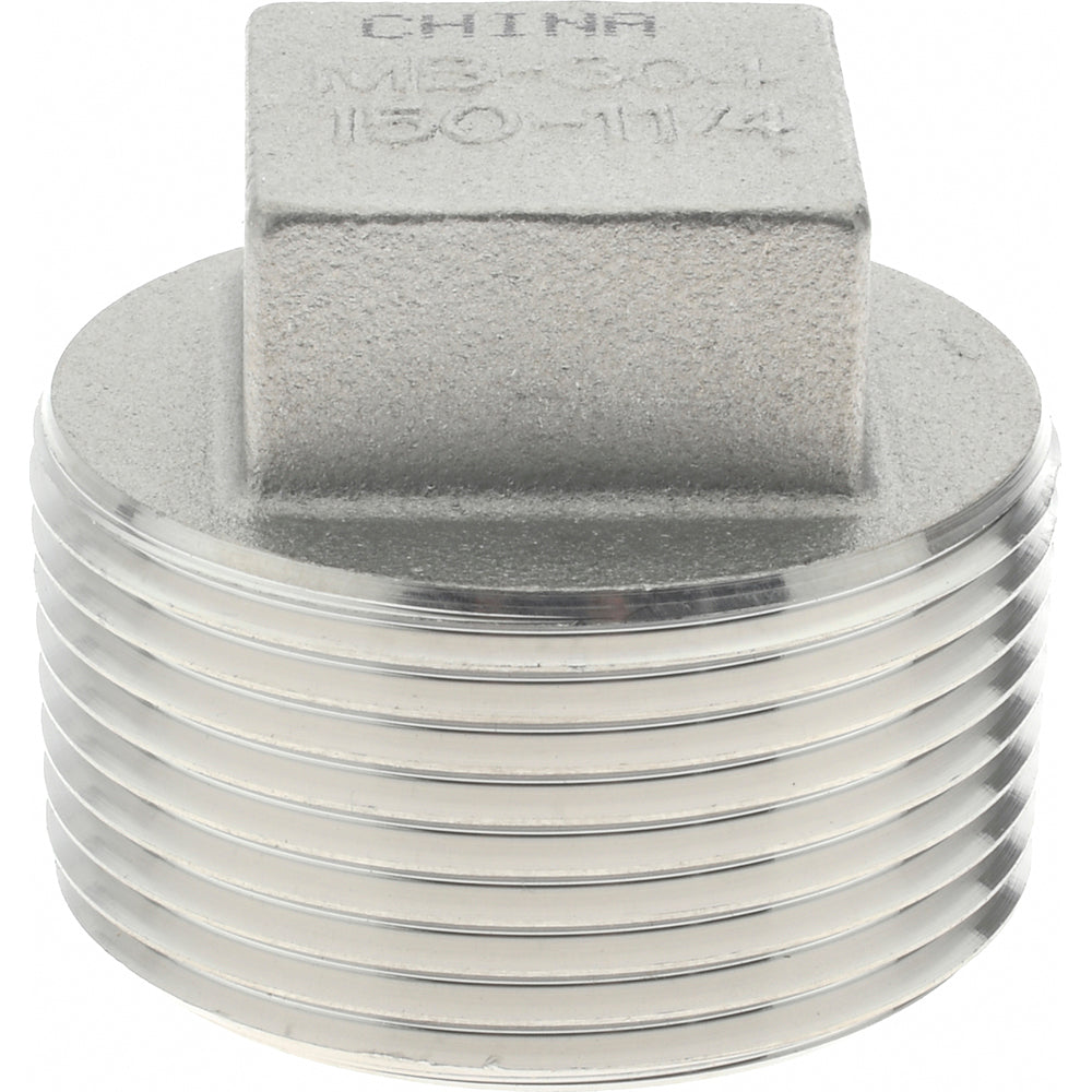 Merit Brass K417-20 Pipe Square Head Plug 1-1/4", 304 Stainless Steel