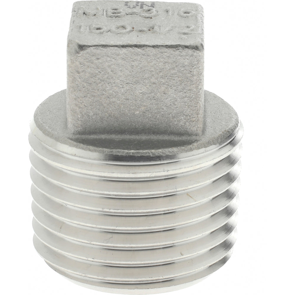 Merit Brass K617-08 Pipe Square Head Plug 1/2", 316 Stainless Steel