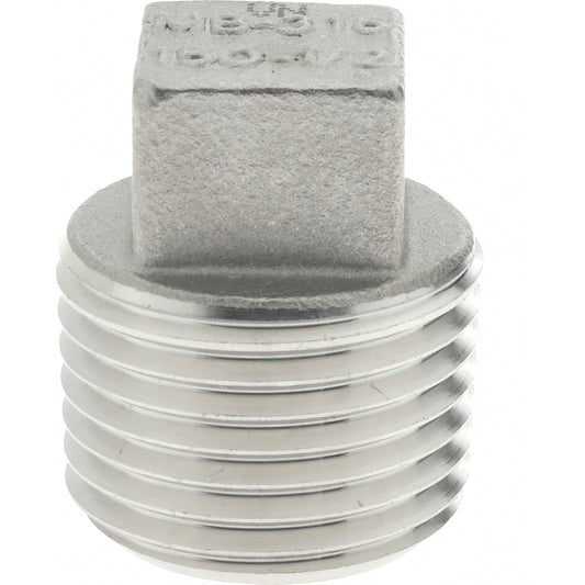 Merit Brass K617-08 Pipe Square Head Plug 1/2", 316 Stainless Steel