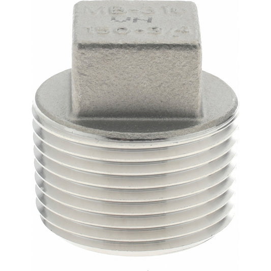 Merit Brass K617-12 Pipe Square Head Plug 3/4", 316 Stainless Steel
