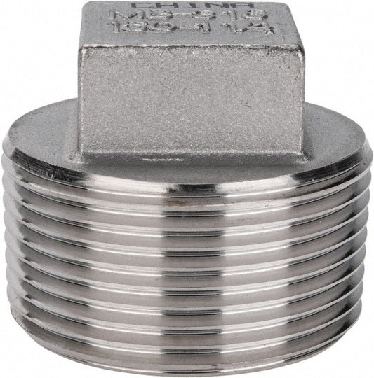 Merit Brass K617-20 Pipe Square Head Plug 1-1/4", 316 Stainless Steel