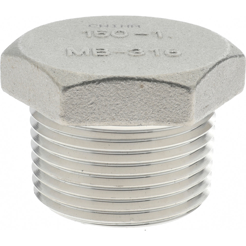 Merit Brass K617H-16 Pipe Hex Plug 1", 316 Stainless Steel