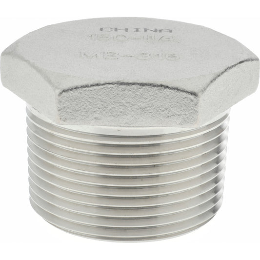 Merit Brass K617H-20 Pipe Hex Plug 1-1/4", 316 Stainless Steel