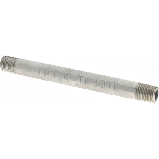 Merit Brass 4002-400 Stainless Steel Pipe Nipple 1/8" Pipe, Grade 304 & 304L