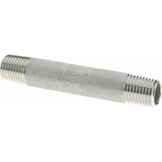 Merit Brass 4004-300 Stainless Steel Pipe Nipple 1/4" Pipe, 3" Long, Grade 304 & 304L