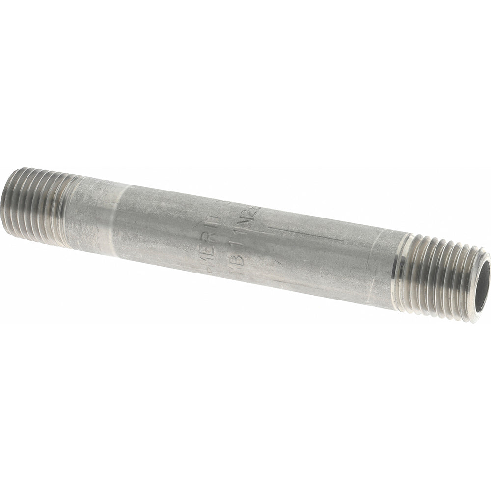 Merit Brass 4004-350 Stainless Steel Pipe Nipple 1/4" Pipe, Grade 304 & 304L