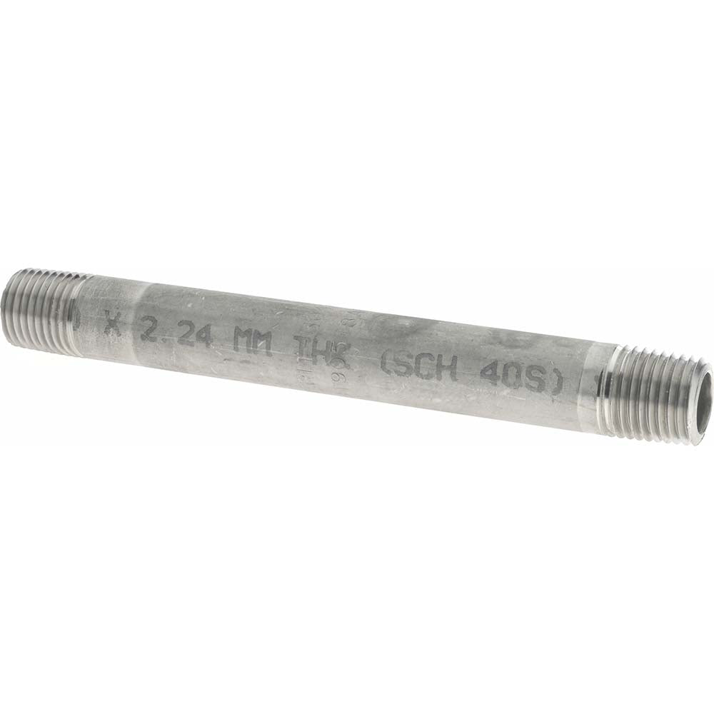 Merit Brass 4004-450 Stainless Steel Pipe Nipple 1/4" Pipe, Grade 304 & 304L