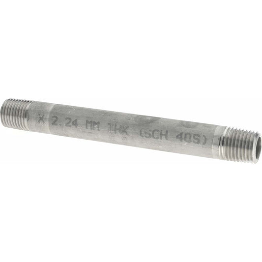 Merit Brass 4004-450 Stainless Steel Pipe Nipple 1/4" Pipe, Grade 304 & 304L