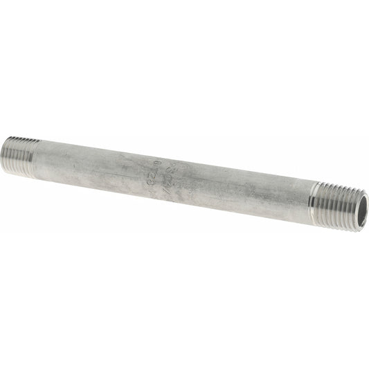Merit Brass 4004-500 Stainless Steel Pipe Nipple 1/4" Pipe, Grade 304 & 304L