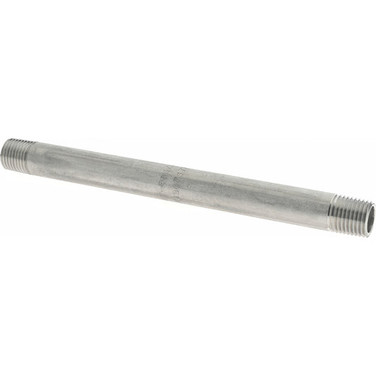 Merit Brass 4004-600 Stainless Steel Pipe Nipple 1/4" Pipe, Grade 304 & 304L
