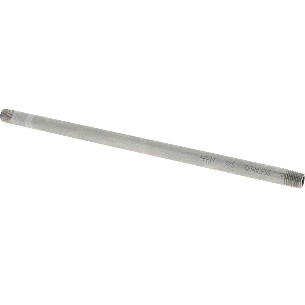 Merit Brass 4004-1200 Stainless Steel Pipe Nipple 1/4" Pipe, Grade 304 & 304L