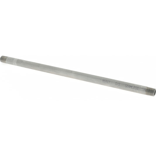 Merit Brass 4004-1200 Stainless Steel Pipe Nipple 1/4" Pipe, Grade 304 & 304L
