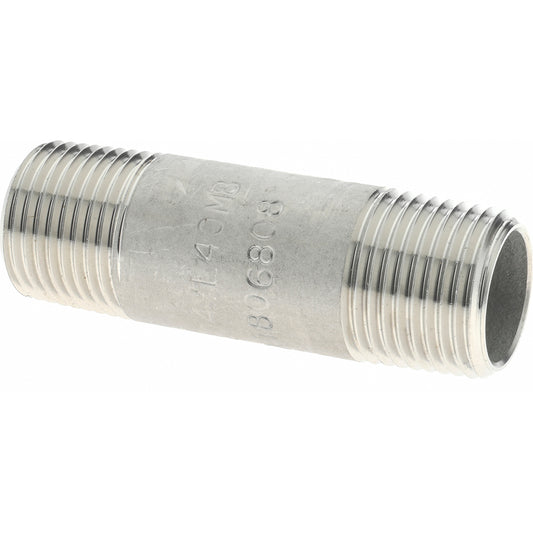 Merit Brass 4006-200 Stainless Steel Pipe Nipple 3/8" Pipe, Grade 304 & 304L